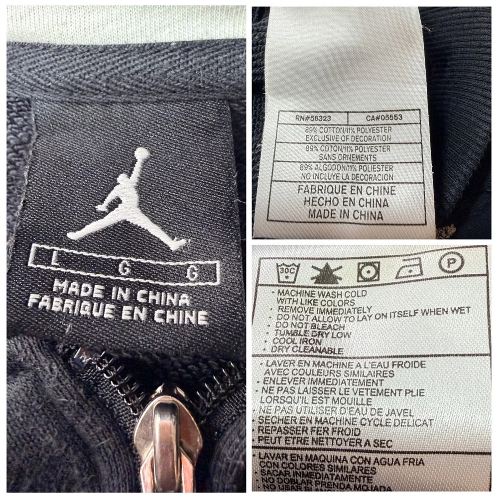 Jordan Jumpman Hoodie Large Full Zip Sneaker Print Black Red Logo Basketball Y2K